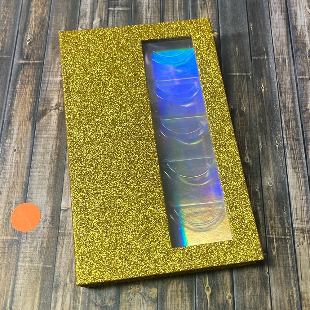 5for$10 Gold Glitter Lash’s Carrying Storage Box Holds 5 Pairs of Fake Lashes